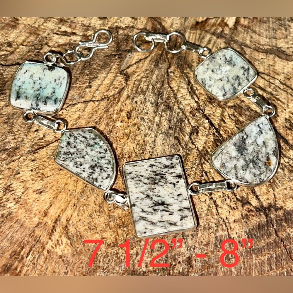 “Intuition Stone” K2 Azurite Droplets Granite Bracelet 7 1/2”- 8” - Picture 10 of 11
